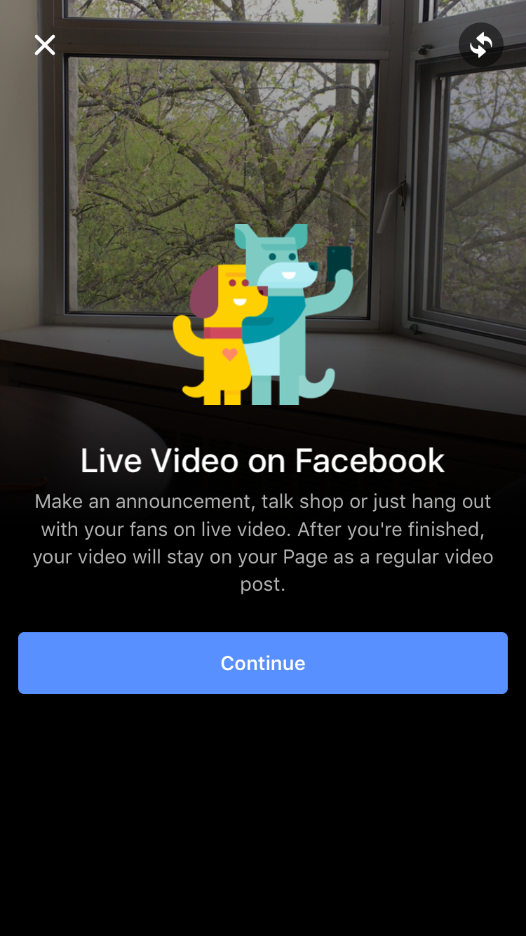 Live Video on Facebook - Launch Screen